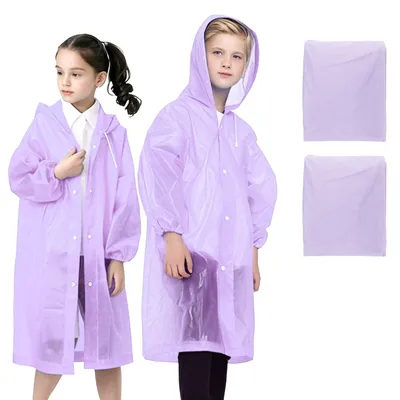 Produktbild von 2er-Pack Kinder Regenponchos - Wiederverwendbarer Reiseponcho mit Kapuze