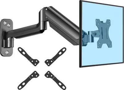 Produktbild von Monitorhalterung ergonomisch mit Gasfeder, stufenlos anpassbar, VESA 75x75 bis 200x200 mm