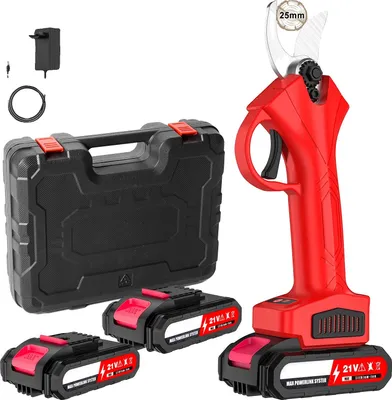 Obrázok produktu pre Elektrické nožnice na stromy, bezkefový motor, ergonomická rukoväť, 2 batérie