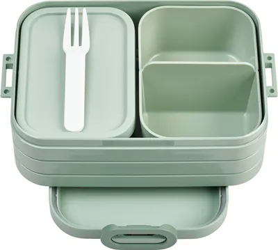 Produktbild von Mepal Bento Brotdose Midi Take A Break - Brotdose mit Bento Box - Für 2 Sandwiches oder 4 Brotscheiben - Lunchbox für kleine Snacks & Reste - Brotdose Erwachsene Essenbox mit Fächern - Nordic sage