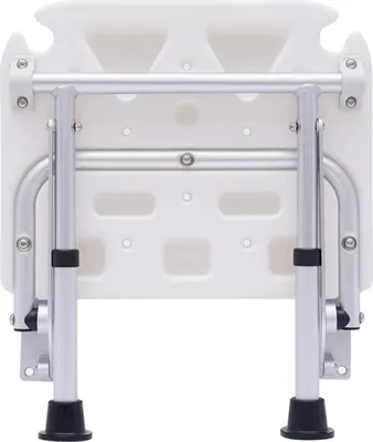 Produktbild von Duschhocker Bad - Klappbarer Duschsitz - Wasserdichtes Aluminium, Höhenverstellbar, Rutschfest, Belastbar bis 100 kg, Weiß