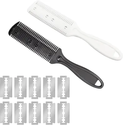 Imagen del producto de Peine para cortar el cabello con 10 cuchillas de repuesto, 2 unidades, de doble cara, para niños y para estilismo