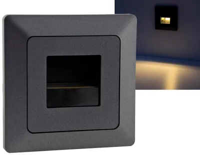 Produktbild von ChiliTec 23048 MILOS LED-Einbauleuchte "COB" Anthrazit 80x80mm, 3000k, warmweiß, 55Lumen