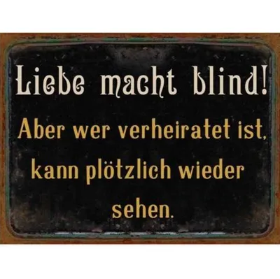 Produktbild von Vintage Blechschild - Liebe macht blind! - Wandschschild