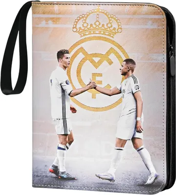 Produktbild von Fußball Karten Sammelalbum, 4 Taschen Fussball Sammelkarten Album mit Reißverschluss Tragegriff, 50 Hüllen für 400 Karten, Wasserdicht Kunstleder cr7