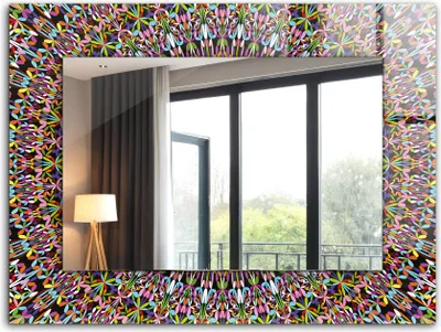 Produktbild von Dekorativer Wandspiegel - Bedruckter Spiegel - Motiv - 80x60 cm - Buntes Mandala-Muster