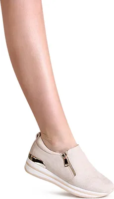 Produktbild von topschuhe24 2955 Damen Keil Halbschuhe Plateau Slipper, Farbe:Beige, Größe:41 EU