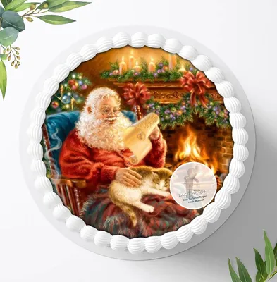 Produktbild von Für die Geburtstags Torte ein Tortenaufleger, Zuckerbild mit dem Motiv: Weihnachten, Essbares Foto für Torten, Fondant, Ø 20cm, 0361w