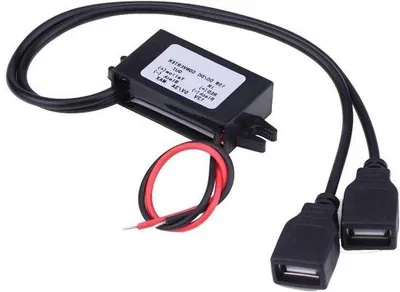 Obrázok produktu pre Dvojitý USB adaptér do auta na nabíjanie telefónov v aute alebo na motocykli, 3 A, 12 V DC na 5 V DC