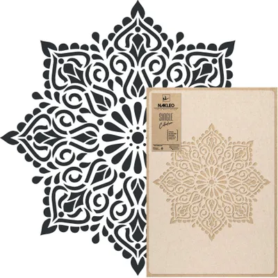 Produktbild von Mandala Große Malschablonen Durchmesser 59 cm, Hindu Quadratisches Mandala Geometrisches Ornament, Wiederverwendbare Kunststoff Wandschablone DIY