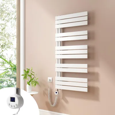 Produktbild von Heilmetz Elektrischer Badheizkörper Smart WLAN 120x60 cm Weiß, 600W, Flachpaneel, mit App-Steuerung & Timer, Handtuchwärmer