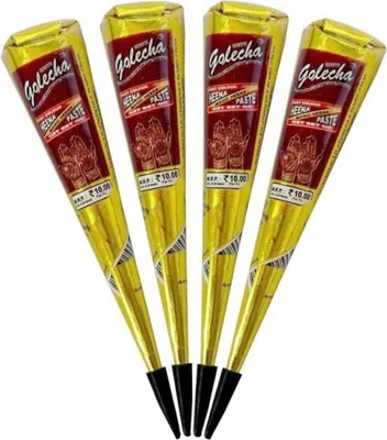 Produktbild von 4x FADEDA Golecha 100% Natural Henna Paste Cones Kegel, No Mix, No PPD, 125g Rotbraun