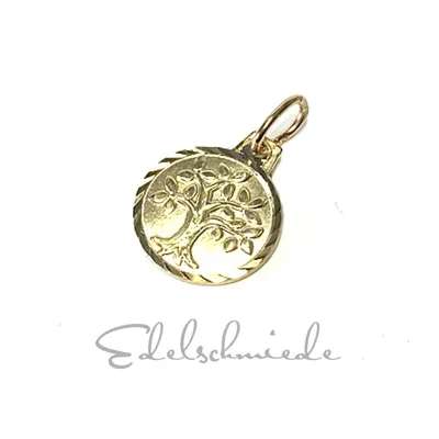 Produktbild von kleiner Lebensbaum Anhänger in 333/- Gelbgold rund