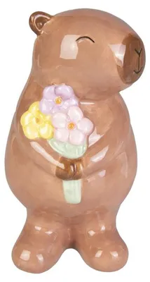 Produktbild von Capybara mit Blumenstrauß - ca. 15 cm