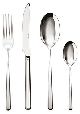 Imagen del producto de Juego de cubiertos Sambonet S0037, diseño lineal, 24 piezas, acero inoxidable 18/10