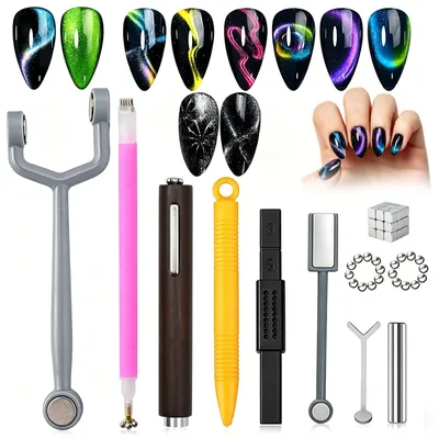 Produktbild von ZHITENG 10 Stück Nail Art Werkzeug Magnetstift Cat Eye Magnet Stick Set