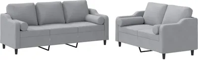 Image de vidaXL Ensemble de canapés 2 pièces avec coussins Tissu gris clair