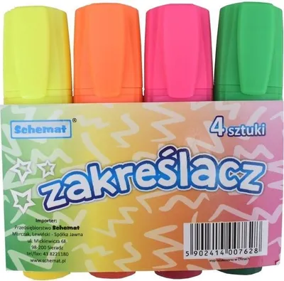 Zdjęcie produktu dla Zakreślacze 4 kolory - Schemat