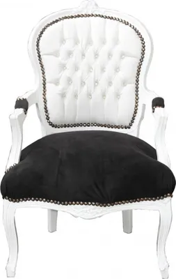 Produktbild von Casa Padrino Barock Salon Stuhl Weiß / Schwarz Mod2 Bling Bling
