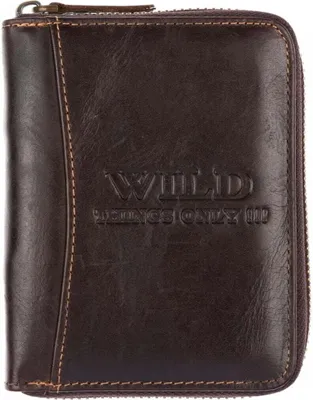 Produktbild von WILD Herren Echt Leder Geldbörse Herrenportemonnaie mit Reißverschluss Dunkelbraun