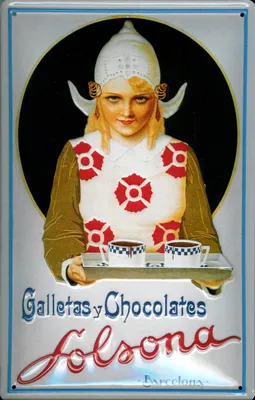 Produktbild von Blechschild Galletas y Chocolates Barcelona Schokolade Schild Nostalgieschild