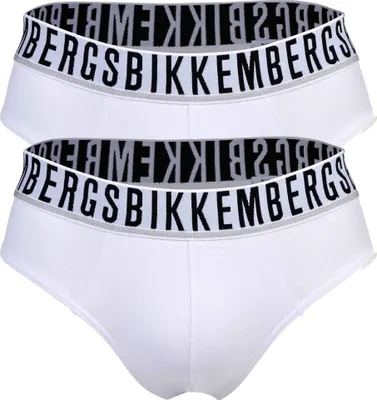 Zdjęcie produktu dla BIKKEMBERGS slipy męskie, 2-pak - BI-PACK BRIEFS, elastyczna bawełna, logo w pasie biały M