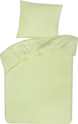 Produktbild von Bettwäsche mit Kissenbezug und Reißverschluss - 100% Baumwolle - 2-teilig 135x200 + 80x80 - Hell Gelb