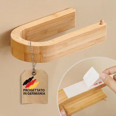 Immagine prodotto di DEKAZIA® porta carta igienica legno bambu Porta carta igienica adesivo portarotolo carta igienica porta carta igienica da Muro porta rotolo carta igie