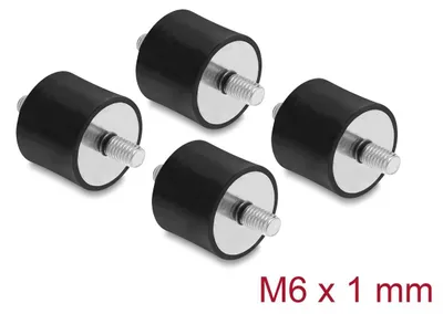 Image de Amortisseurs de vibrations M6 x 25 mm, filetage externe, en caoutchouc, lot de 4