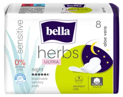Immagine prodotto di Bella Herbs Ultra Night Sensitive Aloes podpaski 8 szt.
