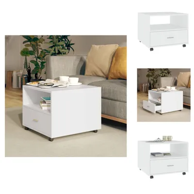 Image de vidaXL Table basse blanche 55x55x40 cm Bois composite - Tables basses
