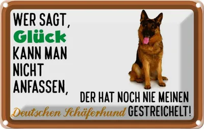 Produktbild von vianmo Blechschild 12x18 cm Glück Deutscher Schäferhund Hund Spruch Zitat