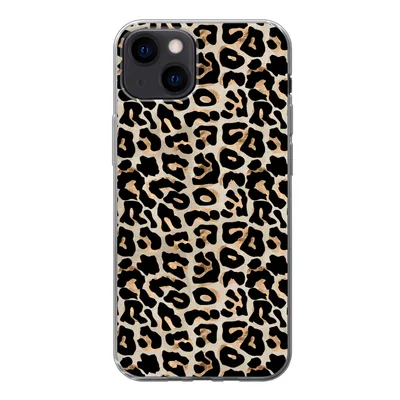 Produktbild von MuchoWow® Handyhülle Schutzhülle Hülle für iPhone 13 Pantherdruck - Braun - Luxus Silikon Softcase Handy Hülle - Karteninhaber