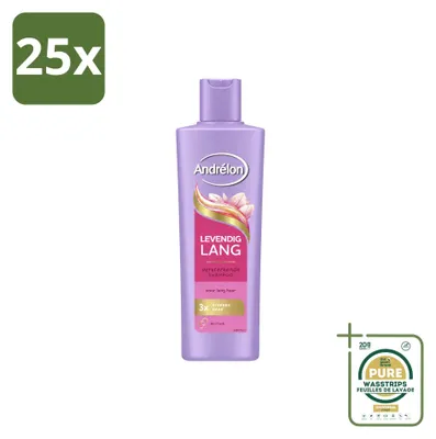Imagen del producto de 25 champús Andrélon Levendig Lang, 250 ml, pack de ahorro, 25 unidades