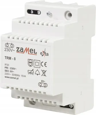 Obrázok produktu pre Modulárny transformátor TRM-8 230/8V Transformátor ZAMEL pre zvončeky