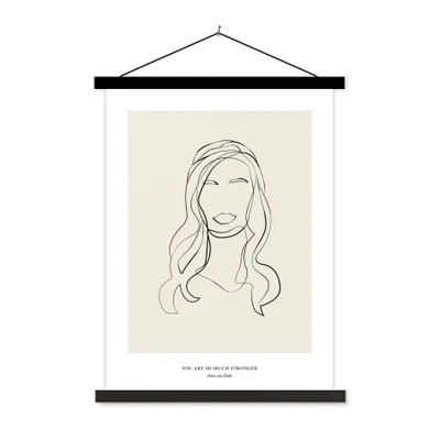 Produktbild von MuchoWow® Textilposter Frauen - Zitate - Strichzeichnungen - Text 90x120 cm mit schwarzem Rahmen - Dekoration
