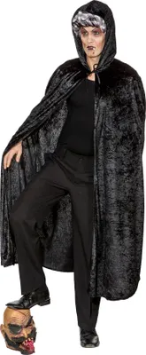 Image de Cape à capuche Cape à capuche noire Halloween Carnaval Costume taille unique