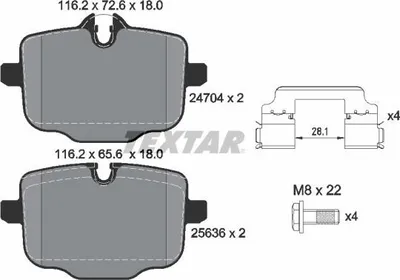 Produktbild von TEXTAR 2470401 Bremsbeläge Satz Hinten für BMW 5 Touring (G31) 5 Limousine (G30, F90) X3 (G01, F97) 7 (G11, G12) X5 (G05)