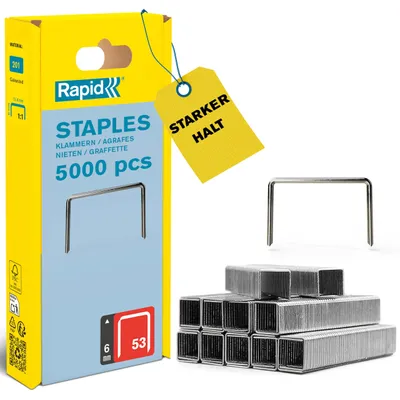 Produktbild von Rapid 40303083, Klammerpack, 6 mm, 5000 Heftklammern, Befestigung, Metallisch, R53, R153, R253, R353, R453, MS2.1, MS4.1, ALU610, ALU753, ALU853, ALU953, E100, ESN530, BTX530,...