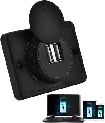 Produktbild von USB-Ladegerät für das Auto, 3,1 A, mit zwei Ladeanschlüssen, 12V, wasserdichter Stecker mit LED-Anzeige