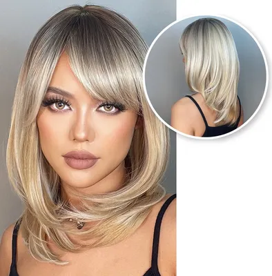Produktbild von Blonde Perücke - Ombre - Balayage - Damenperücken - Perücken - Waschbar - Kämmbar - Hochwertig - Langhaarperücken - 50 cm