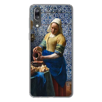 Produktbild von MuchoWow® Handyhülle Schutzhülle Hülle für Huawei P20 Milchmädchen - Delfter Blau - Vermeer - Gemälde - Alte Meister Silikon Softcase Handy Hülle - Hardcover