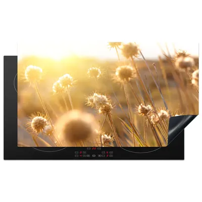 Produktbild von KitchenYeah© Herdabdeckplatte Pflanzen - Natur - Blumen - Sonne - Horizont , 89x51cm, Küche Deko, Glaskeramikkochfeld Herdabdeckung, Abdeckplatte fùr Kochfeld