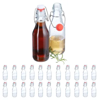 24 Glasflaschen mit Bügelverschluss, 250 ml, transparent