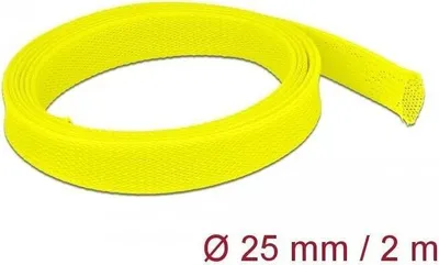 Productafbeelding van DELOCK Vlechtkabel, uitrekbaar, 2 meter x 25 mm, geel, geel, polyester, -50 - 150 °C, 1 stuk, 2,5 cm, 2000 mm