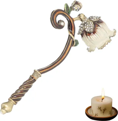 Productafbeelding van Kaars Snuffer - Kaarsblusser Wick Trimmer - Veilig Kaarsen Doven - Elegant Bloemendesign - 200 g - Zwart Paars Wit