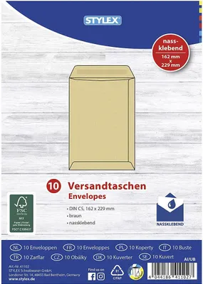 Immagine prodotto di STYLEX Versandtaschen - DIN C5 - braun - 10 Stück