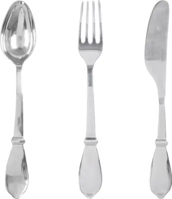 Produktbild von Gilde Wandobjekt, Besteck, " XL Besteck", Aluminium, silberfarben, L. 11 cm, B. 17 cm, H. 94 cm 43100 4063387431009 3 Stück (3-fach sortiert)
