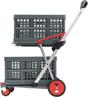 Produktbild von Faltbarer Transportwagen – Transportkarren – Einkaufswagen – Trolley – Faltbarer Wagen – Rot – Mit 2 Faltboxen