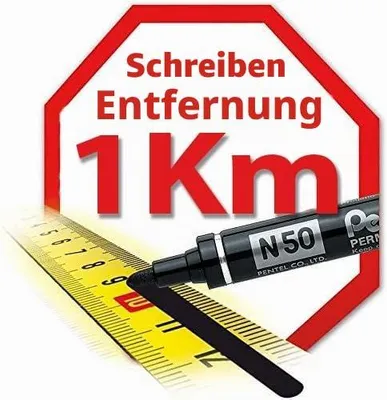 Produktbild von Pentel N 50, Schwarz, Rundspitze, Schwarz, Aluminium, 4,3 mm, 1000 m